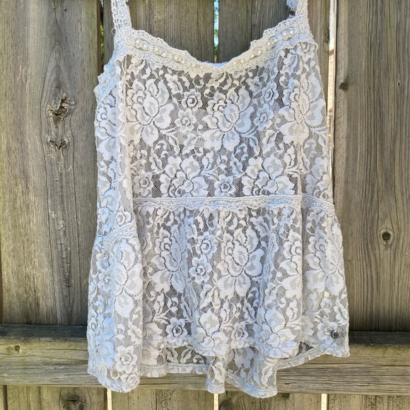 Abercrombie & Fitch Tops - Abercrombie & Fitch Grey Lace Tank Top